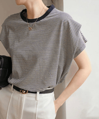 border cotton top / 8color　hm2956