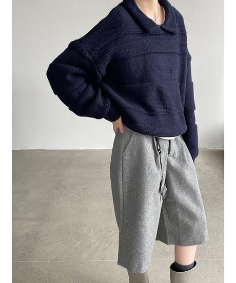 collared cropped knit / 4color　hm2719