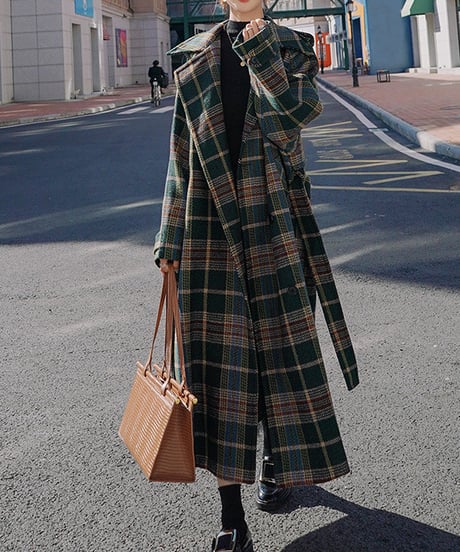 retro check chester coat　hm1747