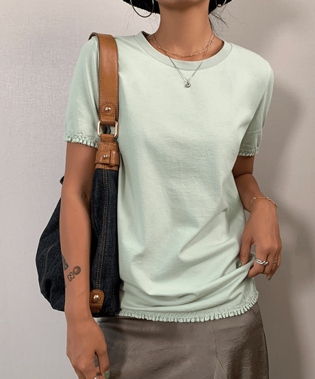 lace round neck top / 2color　hm1606