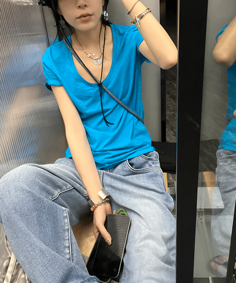 relax u-neck tee / 2color　hm2398
