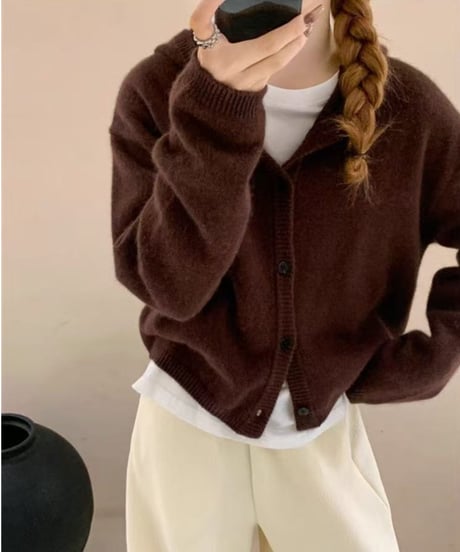 hooded knit cardigan / 5color　hm2680