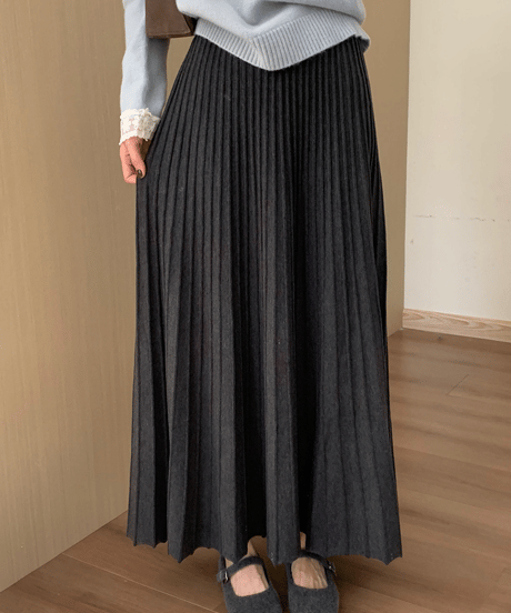 pleated knit skirt / 4color　hm2717