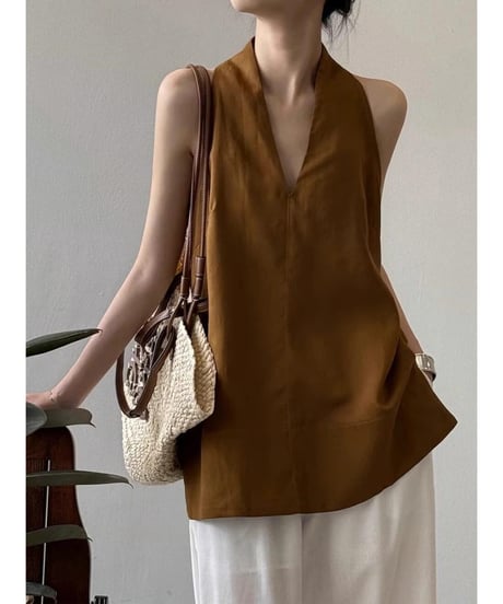 v-neck sleeveless top / 3color　hm2482