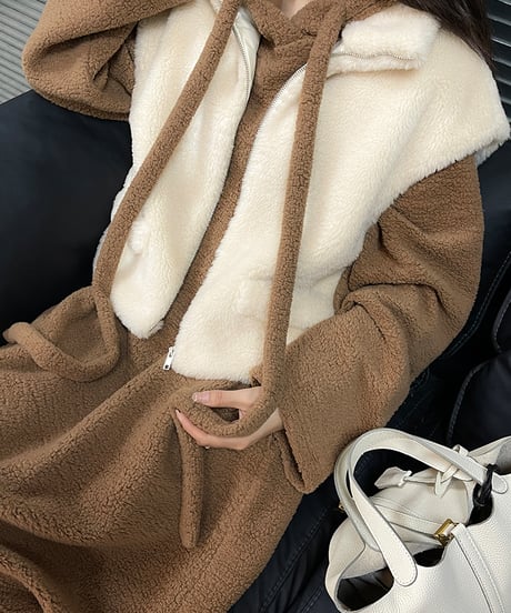 full zip boa vest / 2color　hm1888
