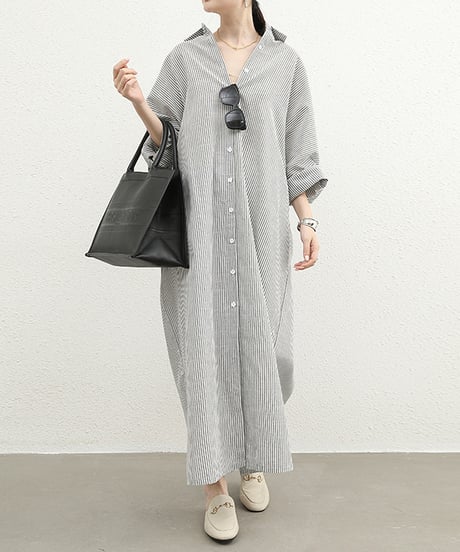 striped shirt dress / 3color　hm2538