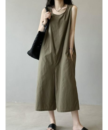 sleeveless cropped jumpsuit / 2color　hm2473