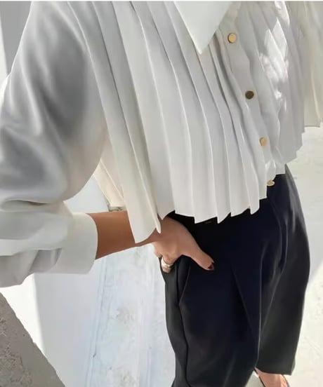 pleated cropped shirt  / 2color　hm2643