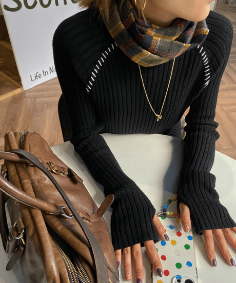 stitch slim rib knit / 2color　hm1088