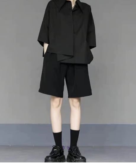 asymmetric casual shirt / 2color　hm2504