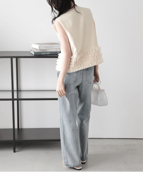 ruffle hem tweed vest / 3color　hm2836
