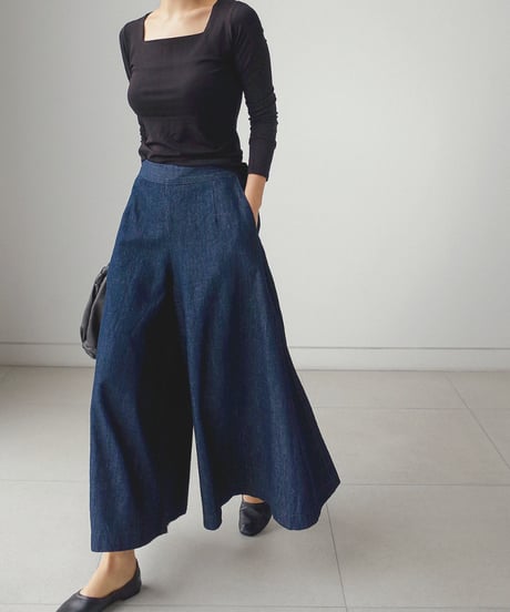 denim gaucho pants　hm1378