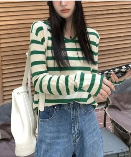 border knit top / 3color　hm2518