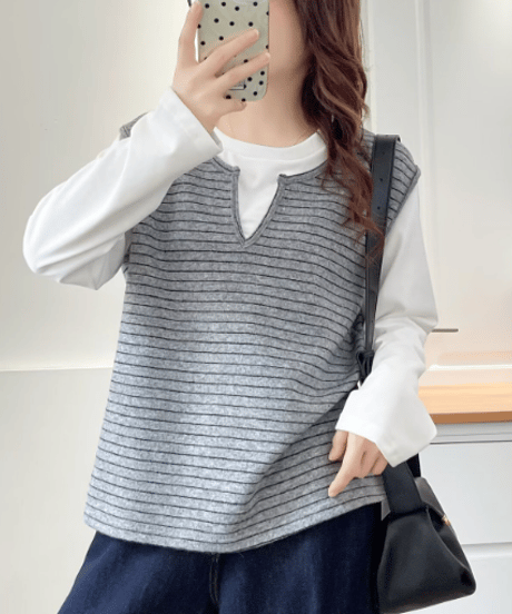 layered stripe top / 2color　hm2610