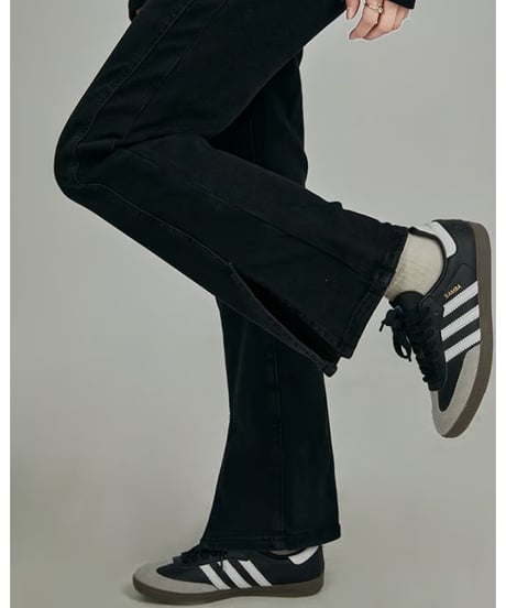 front slit denim flare pants　hm2035