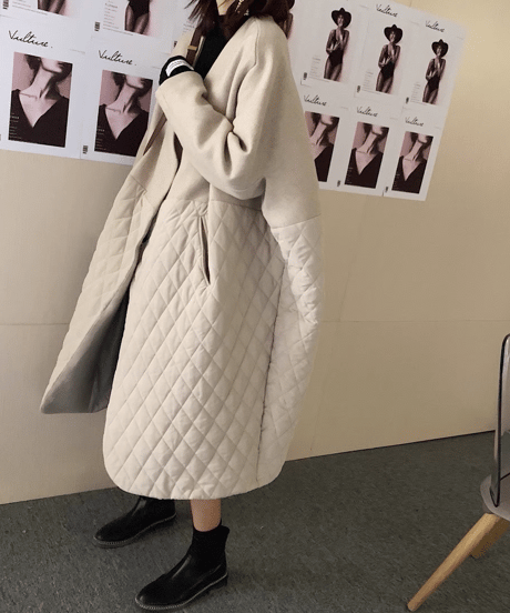 v-neck quilted coat / 2color　hm1745