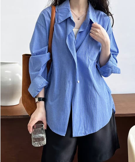 striped irregular blouse / 2color　hm2042