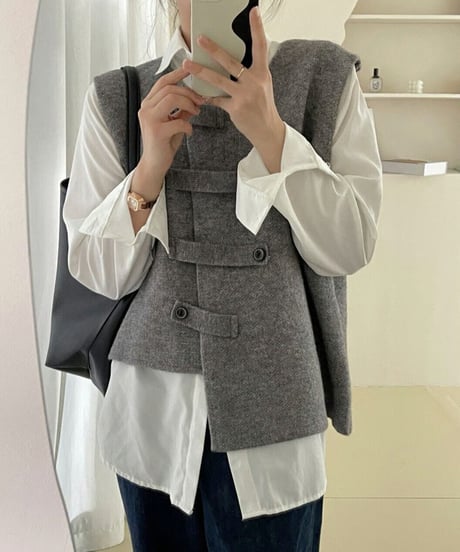 asymmetry wrap vest / 3color　hm2615