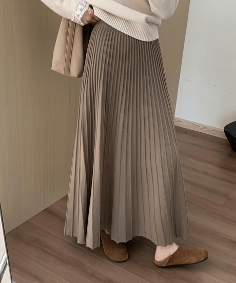 pleated knit skirt / 4color　hm2717