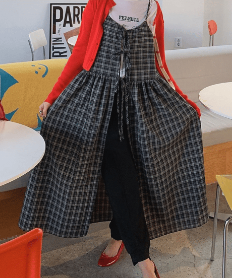 plaid jumper dress / 2color　hm2978