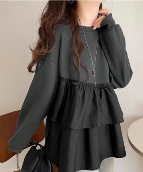 tiered peplum pullover / 2color　hm2653