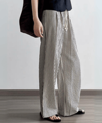《即納》stripe wide-leg pants　hm1375