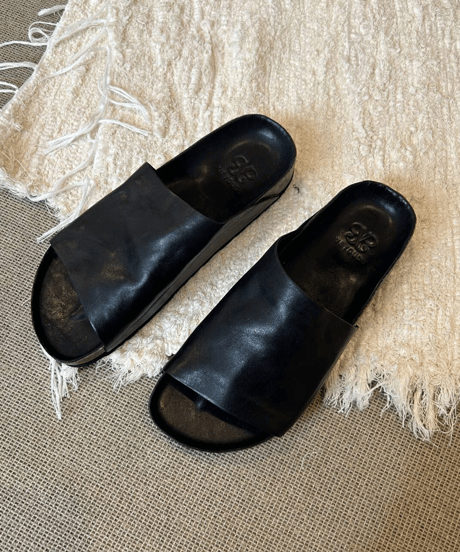 leather slide sandals / 2color　hm2374
