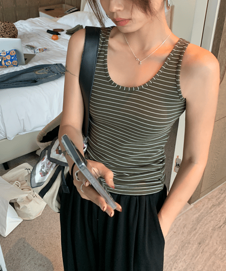 stripe tank top / 2color　hm1418