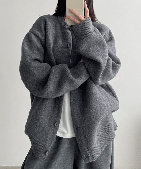 oversize crewneck cardigan / 2color　hm2714