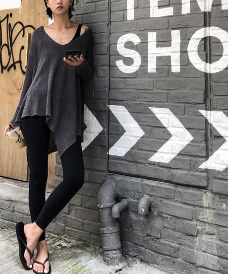 large v-neck sweater / 2color　hm1023