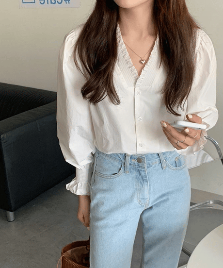 french puff blouse / 2color　hm2930