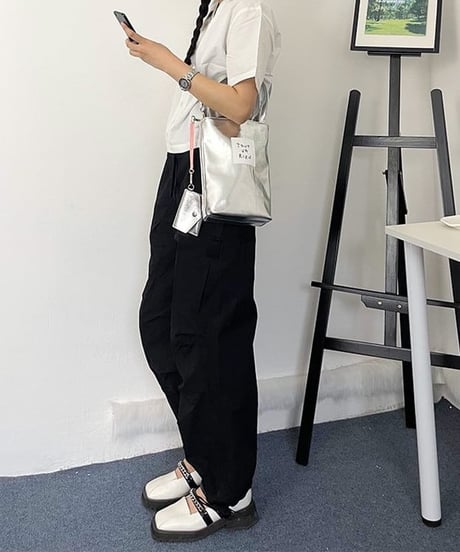 metallic label bucket bag　hm1989