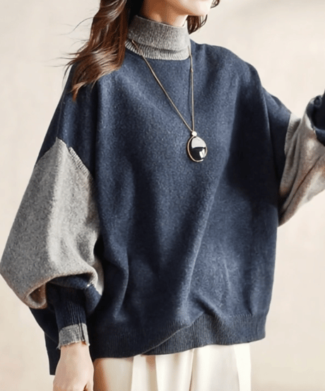 Two-tone knit top / 2color　hm2812