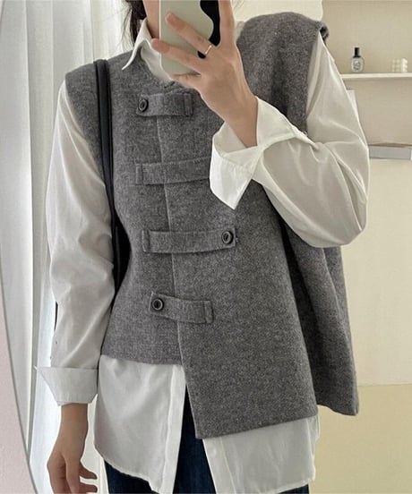 asymmetry wrap vest / 3color　hm2615