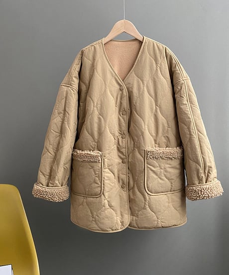 quilting boa coat / 2color　hm2709