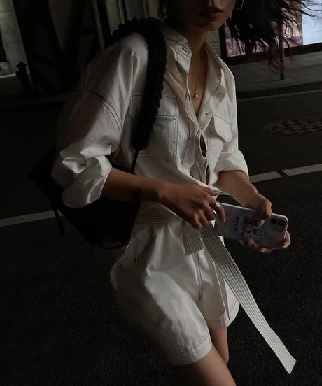 stitched shirt jumpsuit　hm1362