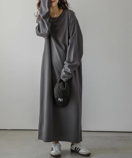 relaxed Waffle dress  / 4color　hm2626