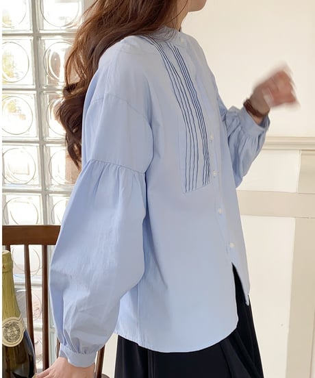 no-collar pintuck blouse / 2color　hm2838