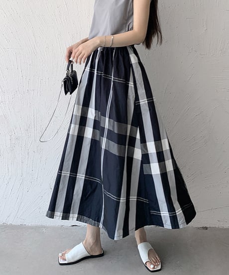 plaid flare skirt / 4color　hm2887