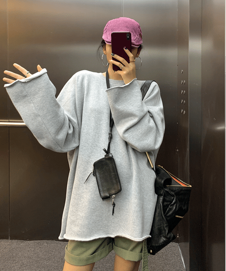 oversized cotton sweatshirt / 2color　hm1906