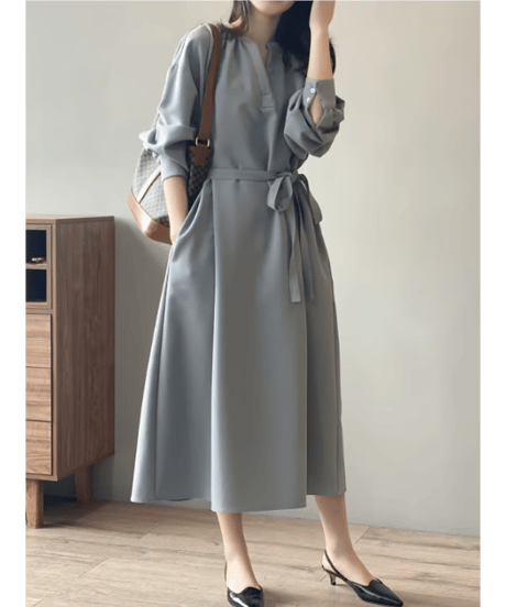 waist tie dress  / 2color　hm2629
