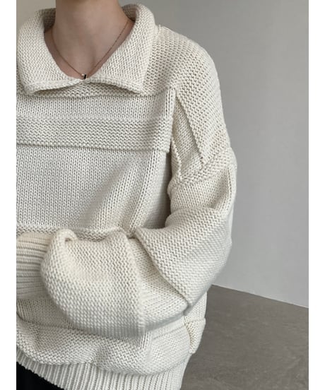 collared cropped knit / 4color　hm2719