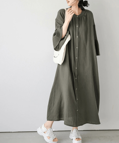 relaxed shirt dress / 4color　hm2955