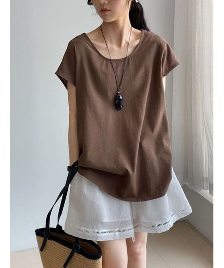 v-back flare blouse / 2color　hm2405