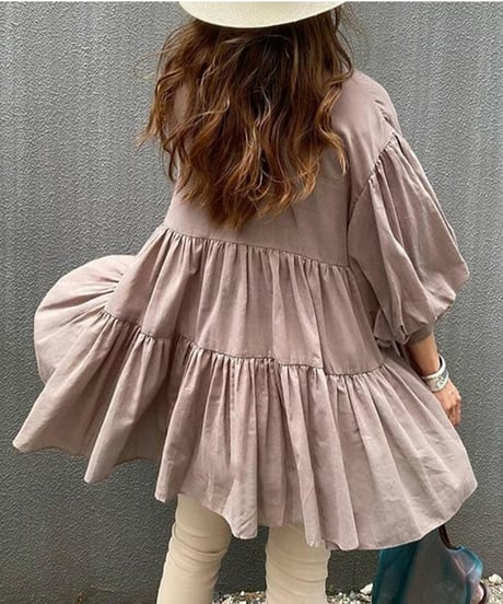 sheer smock blouse / 6color　hm2935