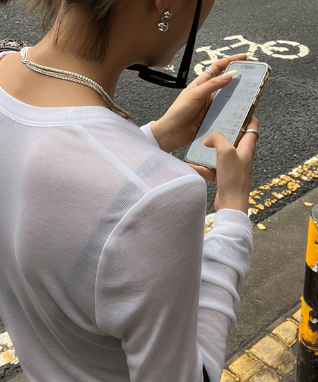 u-neck sheer top / 2color　hm1391