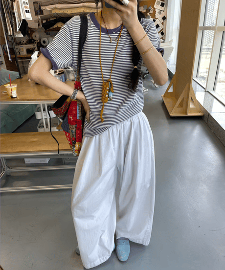 relaxed border tee / 2color　hm2351