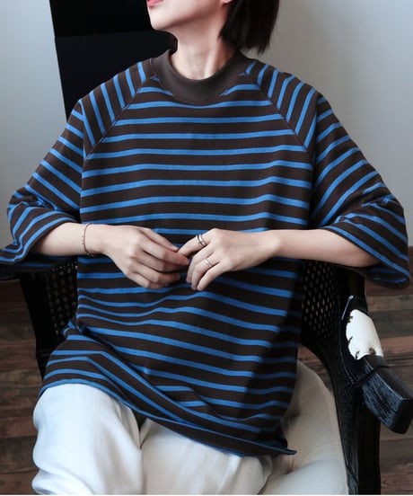 striped loose tee　hm2933
