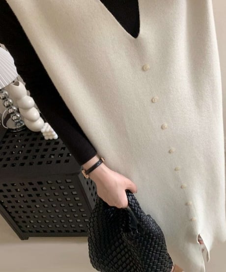 buttons vest dress / 4color　hm1846