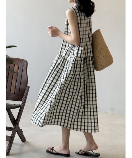 check flare dress　hm2293
